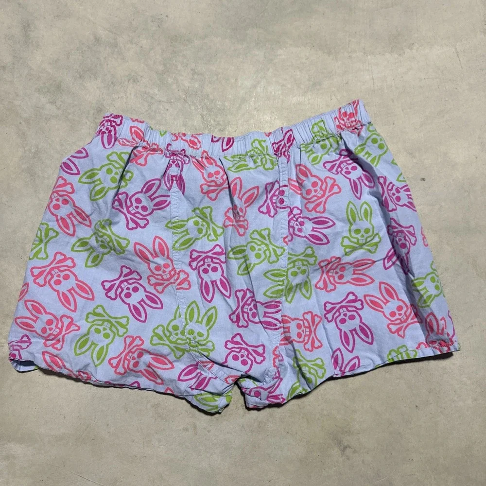 Psycho Bunny Boxer Sleep Shorts with Embroidered Logo SZ Medium Colorful